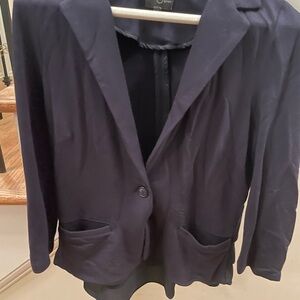 Market & Spruce Blue Blazer with Notched Lapel and Relaxed Fit